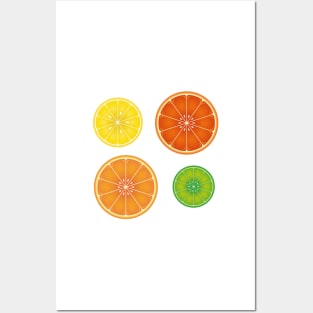 Citrus Slices Pattern: Orange, Lemon, Lime, Grapefruit Posters and Art